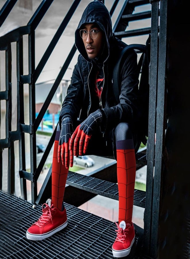 Junely Spiderman Compression Socks Men Knee High Stockings for Halloween Running Athletic Nurses Pregnant Women Work Support Travel Flight Sports Gifts Red - Image 2